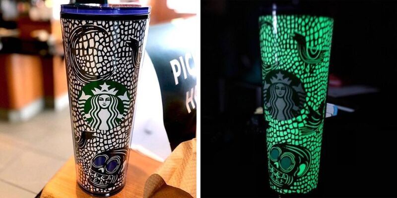 Светящийся в темноте стакан Starbucks прибывает на Хэллоуин