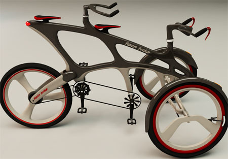 Twin инновационная концепция трехколесного велосипеда